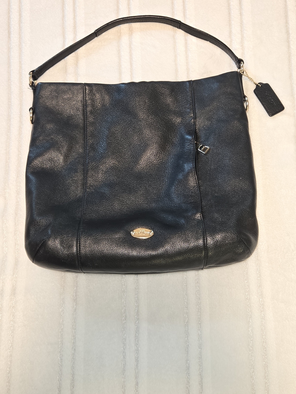 Coach Madison Isabelle  Black Pebbled Leather Vintage Hobo Bag